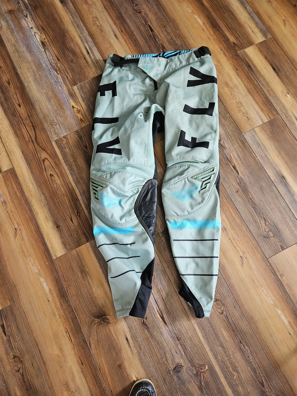 FLY Racing Sage Green Motocross Pants with Teal Accents